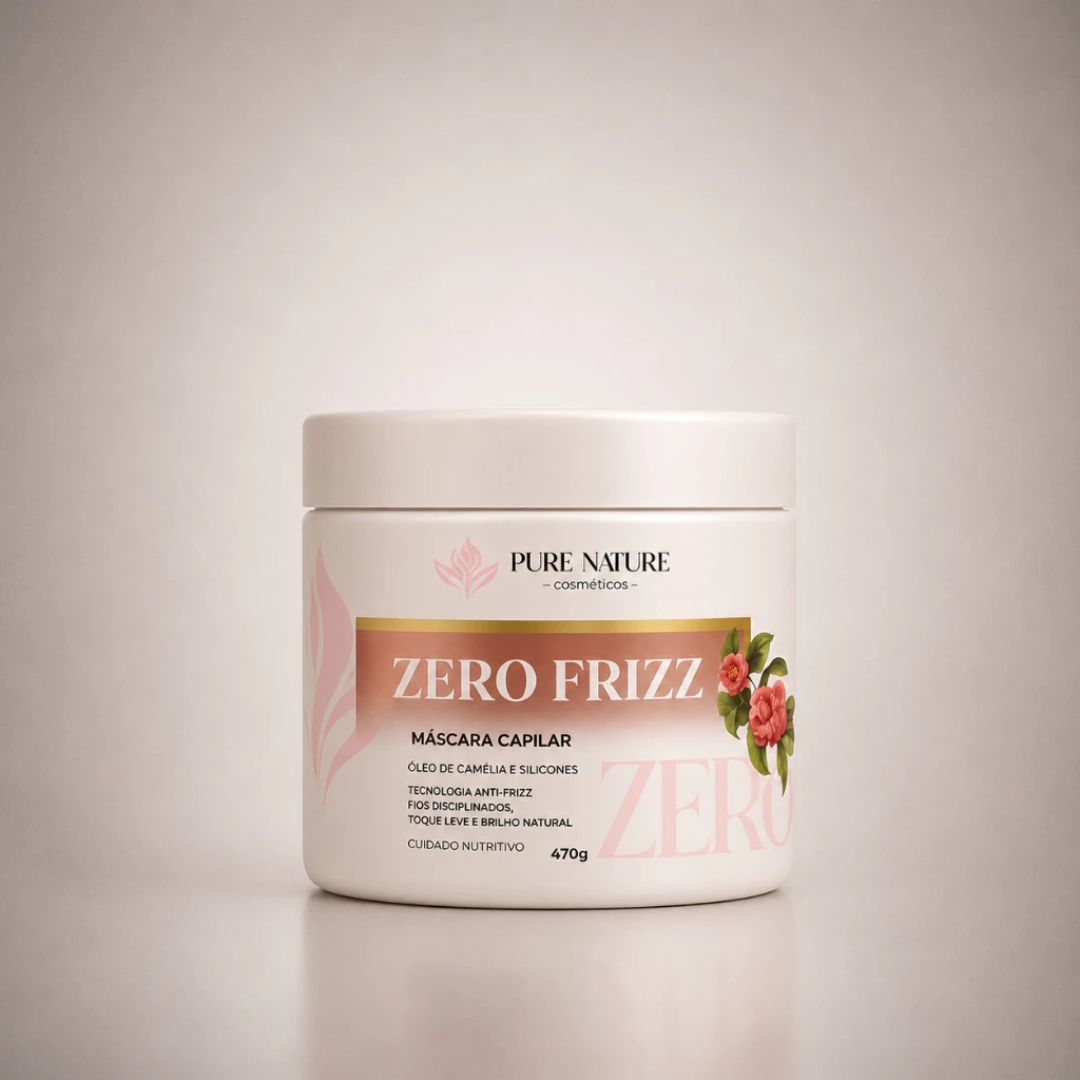 Máscara Capilar Zero Frizz Com Óleo de Camélia 500g Hidratação Profunda Brilho Intenso Pure Nature
