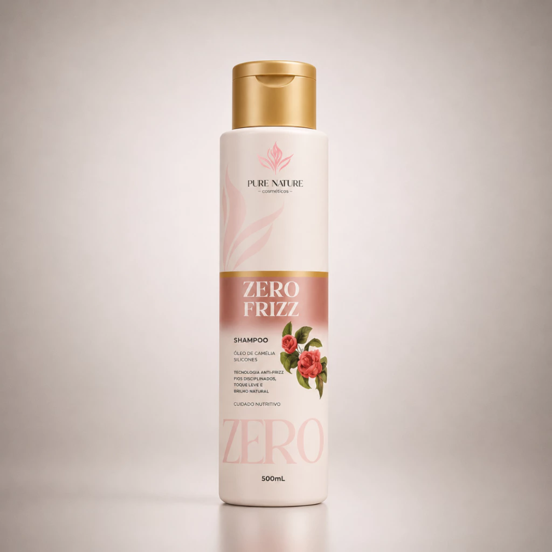 Shampoo Óleo de Camélia Pure Nature 500ml Zero Frizz Cabelo Macio e Brilhante